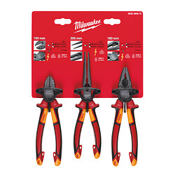 Set de 3 pinces isolées (universelle, coupante, bec long)