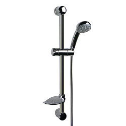 Ensemble de douche avec douchette 1 jet, barre, porte-savon et flexible lisse 1500 mm, chromée