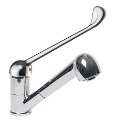 Mitigeur monotrou à bec orientable et douchette extractible h.126 avec levier ergonomique