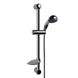Ensemble de douche avec douchette 2 jets, barre, porte-savon, flexible lisse 1500 mm, chromée