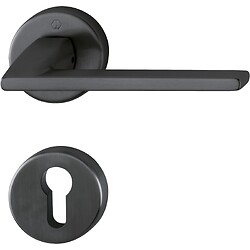 Béquille double sur rosaces rondes Bergamo C7, épaisseur 37-47 mm, clé I, noir satiné