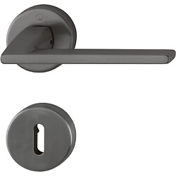 Béquille double sur rosaces rondes Bergamo C7, épaisseur 37-47 mm, clé L, anthracite satiné