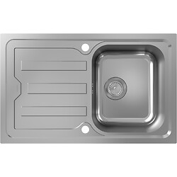 Évier à encastrer S44 S440-F342 79 avec égouttoir et vidage automatique, acier inoxydable