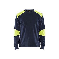 T-shirt manches longues retardant flamme inhérent 3457 Bleu marine et Jaune fluo XXL