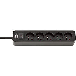 Bloc multiprises avec interrupteur Ecolor 5 x 2P+T noir
