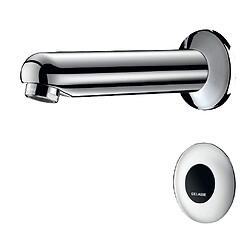 Robinet électronique mural Tempomatic, traversée de cloison 155 sur secteur 230/12V bec L.170