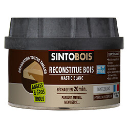 Mastic à bois Sintobois Reconstitue bois, pour parties manquantes angles et gros trous, blanc 550g