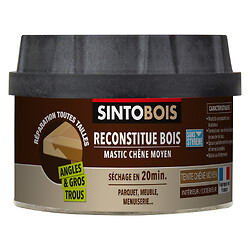Mastic à bois Sintobois Reconstitue bois, pour parties manquantes angles et gros trous, chêne moyen 550g