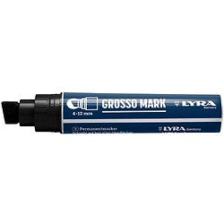 Marqueur permanent noir GROSSO XXL pointe biseautée 4-12 mm, toutes surfaces