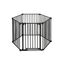 Barrière pare feu 6 pans, pour cheminée et poêle à bois, largeur d'ouverture 730 à 3700 mm, en métal noir