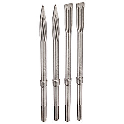Coffret de 4 burins Pro SDS max-5C pour marteaux burineurs (pic et plat de 400 mm)