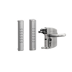Serrure en applique avec clavier à code électronique sur batterie Volta double côté pour profil de 60 à 80 mm argent