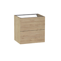 Meuble sous-vasque Odyssée 2 tiroirs - L 600 mm / H 600 mm / P 460 mm - mélaminé décor Chêne naturel