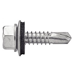 Vis autoperceuses TH partiellement filetées, diamètre 6,3mm, longueur 80 avec rondelle EPDM diamètre 16, boite de 250