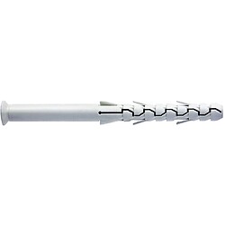 Cheville longue nylon universelle 16x200mm avec vis tête hexagonale collerette clé de 19mm zingué, boîte de 10 pièces