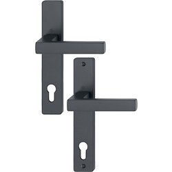 Béquille double sur plaques entraxe 195 mm Toulon clé I entraxe 92 mm porte ép.68-77 mm finition noir mat F9714M