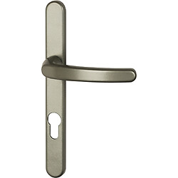 Ensemble Badem ligne ronde sur plaque étroite 24 mm carré 7 entraxe 70 pour épaisseur de porte 69 à 81 mm F9 aspect inox