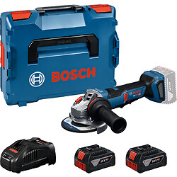 Meuleuse 18V Ø125mm - GWS 18V-11 PS - Livrée avec 2 batteries GBA 18V 5.0Ah, chargeur GAL 12V/17V-80 dans coffret L-BOXX