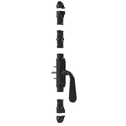 Fausse crémone en zamak CZ3 transformable en crémone avec poignée bec de canard finition époxy noir RAL 9005