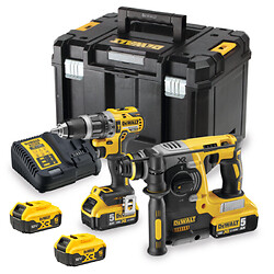 Kit 2 outils - Perceuse percussion DCD796, perforateur SDS-plus DCH273N + 4 batteries 18V 5Ah DCB184-XJ dont 2 offertes