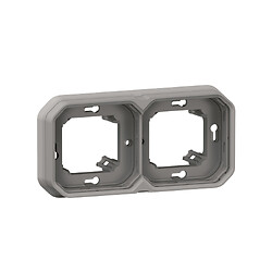 Support plaque encastré 2 postes horizontal/vertical étanche Plexo gris