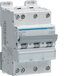 Disjoncteur 3P+N 6-10kA courbe C - 25A 3 modules