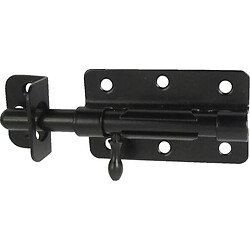Verrou de box en acier zingué noir avec œillet porte-cadenas pêne diamètre 14 mm