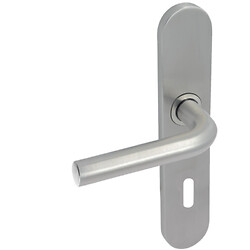 Ensemble sur plaque inox BOEDIC béquille coudée entraxe 195 mm finition satiné clé L
