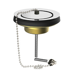 Bonde évier bouchon enjoliveur inox Ø60mm laiton, cuvette Ø85mm,serrage 10 à 70mm