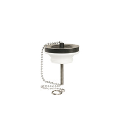 Bonde lavabo à bouchon noir/chaînette, serrage 0 à 48 mm, corps plastique
