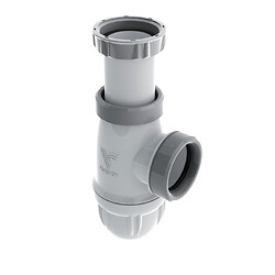 Siphon d'évier NF bi-matière avec joints intégrés, réglable, corps 100% PCR