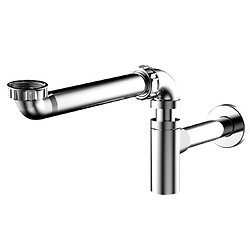 Tubulure et siphon design gain de place pour lavabo métallisée, siphon ABS chromé,sortie murale