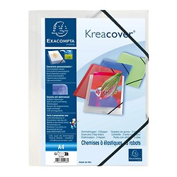Chemise à élastiques 3 rabats polypropylène translucide Krea Cover - A4 - Carton de 25 - Incolore