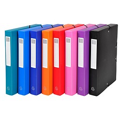 Boîte de classement Exabox A4 - Dos de 4 cm - polypropylène 7/10e OPAK - Carton de 8 - Couleurs assorties