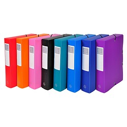 Boîte de classement Exabox A4 - Dos de 6 cm - polypropylène 7/10e OPAK - Carton de 8 - Couleurs assorties