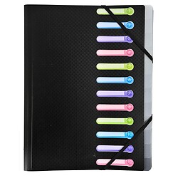 Trieur polypropylène 3 rabats et 12 compartiments OPAK - Carton de 10 - Noir
