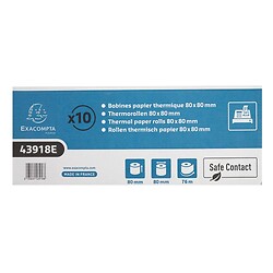 Bobine pour tickets de caisse - 80x80 mm 76m - 1 pli thermique Safe Contact - boîte distributrice - Carton de 30 -Blanc
