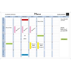 Planning magnétique mensuel - textes en français - Blanc