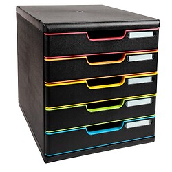 Module de classement Modulo Black Office - 5 tiroirs fermés - Noir et arlequin