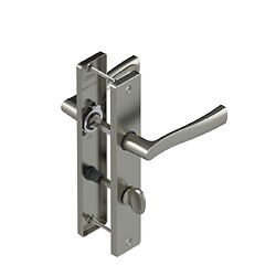 Béquille double zamak sur plaque ligne Flex entraxe 195 mm fintion chromé satin condamnation