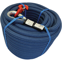 Corde à poulie en polypropylène texturé, D 22mm, souple et légère, imputrescible, avec crochet à émerillon longueur 50m