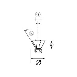 Fraise d'aflleureuse diamantée à 15° + guide Expert Ø21,3 mm, queue Ø8 mm, LU 10 mm, LT 47 mm