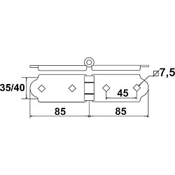 Charnière pour penture en 40 mm noir