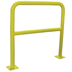 Barrières de sécurité acier diamètre 40 mm à platine, longueur 100 cm, hauteur 100 cm, coloris jaune
