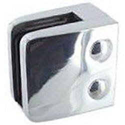 Pinces à verre pour garde-corps - modèle 06 - carré 55x55 mm - support plat - inox 316 poli miroir