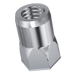 Douilles taraudées Rivklé auto-affleurantes fût semi hexagonal acier zingué diamètre 4 boîte de 100 pièces