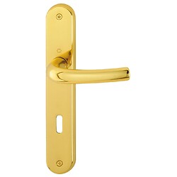 Style victorien Laiton poli Poignées de porte à levier 3 Levier Serrure de 2 clés 