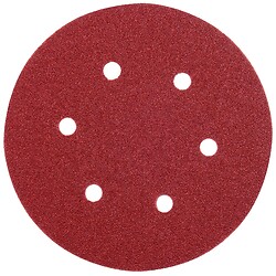 Abrasifs auto-agrippants pour ponceuses excentriques oxyde d'aluminium KP222 perforés 6 trous D150mm Grain 80 Bte de 50