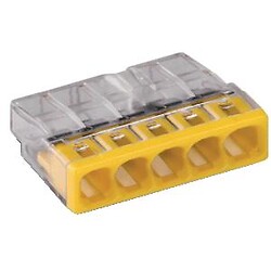 Bornes de connexion automatique 2273 pour fils rigides 5x0,5-2,5 mm² transparent/jaune boîte de 100 pièces
