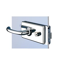 Serrure pour cloison aluminium à béquille double et mécanisme déporté 4360 finition chromé mat